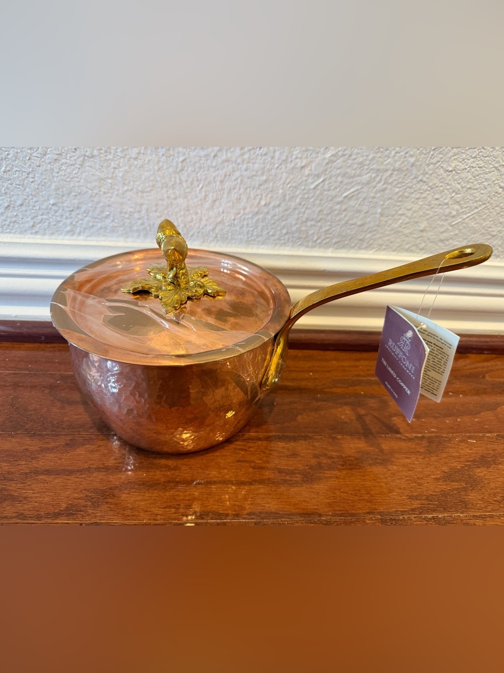 New Ruffoni Historia Hammered Copper Sauce Pot with Acorn Knob, 2.5-Qt.